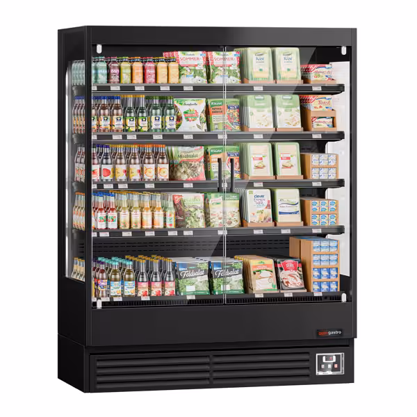 Ψυγείο Self Service συντήρησης - 152,4 εκ - 693 l - με 2 γυάλινες ανοιγόμενες πόρτες, χωρίς πλαίσιο & 4 ράφια - μαύρο