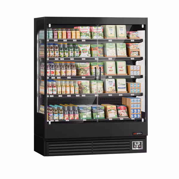 Commercial multideck display fridge - 1524mm - 693L - with 2 hinged glass doors & 4 shelves - Black