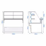 Soğuk Teşhir Dolabı TORONTO - 1300x880mm - 2 raflı - çift cam - LED aydınlatma; fanlı soğutma - ön panel ahşap görünümlü; granit tezgah