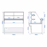Kühltheke TORONTO - 1300mm - Doppelverglasung - Holzfront - 2 Ablagen - schwarze Granit-Arbeitsplatte