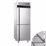 Szafa mroźnicza ze stali nierdzewnej PREMIUM - GN 2/1 - 700L - 700x810mm - 2 drzwi, przeszklona - chłodzenie wentylowane; samozamykające drzwi