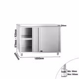 Gesloten RVS werktafel PREMIUM - 1000x600mm - met schuifdeuren