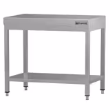 Mesa de trabalho em aço inoxidável ECO - 700x700mm - com prateleira inferior & com travessas de reforço