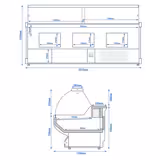Kühl-/ Fleischtheke - 2500mm - Rot - mit Fleischlicht & beleuchteter Frontblende