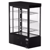 Witryna chłodnicza panoramiczna cukiernicza MADRID - 1010L - 1500mm - podwójne przeszklenie - prostokątna - z 3 półkami - z oświetleniem LED - Czarny mat