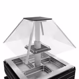 Refrigerated Salad Bar DUBLIN - 1700mm - with Refrigerated Well + Angled Glass Sneeze Guard - on Castors - for 4x GN 1/1 - Brown