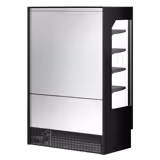 Commercial wall-mounted refrigerated display shelving - 1320 mm - 595 litres - with 2 double-glazed hinged doors and 4 shelves