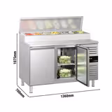 Mesa saladette de preparación PREMIUM - 1360x700mm - con 2 puertas - para 7x GN 1/3