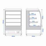 Estante refrigerada - 900 mm - 216 litros - com iluminação LED e 3 prateleiras