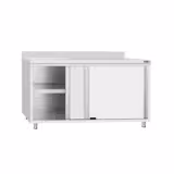 Edelstahl Arbeitsschrank ECO - 1600x600mm - mit Schiebetür & Aufkantung