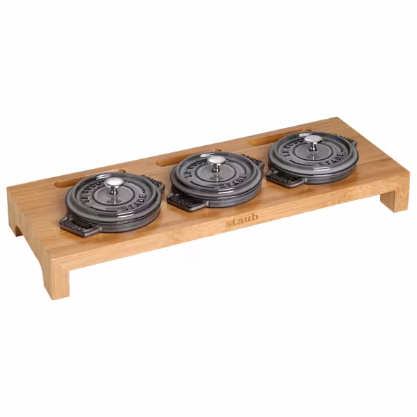 STAUB | SPECIALITIES - Serveerplank voor 3 mini cocottes - 420x160mm - Bamboe