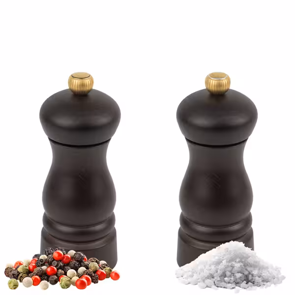(6 pièces) PEUGEOT | CLERMONT - Moulin à sel & à poivre - Bois - Chocolat - Hauteur : 130 mm