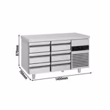 Rashladni pult PREMIUM - 1400x700 mm - 281 l - Ventilirano hlađenje - s 6 ladica