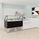 Ice Cream Serve Over Counter | EMMA - 1190mm - Ventilated cooling - with LED lighting - for 6 x 5 litres Napoli pans or 4 x 7 litres - Black - rear sliding doors