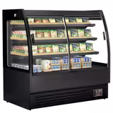 Expositor mural refrigerado - 1500mm - 480L - com 2 portas de correr em vidro duplo & 3 prateleiras - traseira fechada - Preto