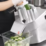 Commercial Electric Vegetable Slicer - Dual Chutes – 550 W, 230 V – Assorted Slicing & Grating Discs Included