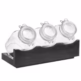 Alzata per buffet - GOOD MORNING - Legno - 430x170x135mm - Altezza: 135mm - incl. 3 bicchieri con coperchio a leva ermetico