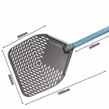 Pizzalapát - EVOLUZIONE - Eloxált alumínium - téglalap fej - 360x360 mm - perforált - speciális S.H.A. eloxálás - Nyél: alumínium, 60 cm