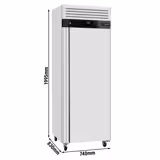 Kylskåp Rostfritt stål ECO - GN 1/1 - GN 2/1 - 740 mm - 476 liter - ned till +8 °C - med 1 dörr - Umluftkylning, Automatisk avfrostning, R290, Lås, Digital termostat