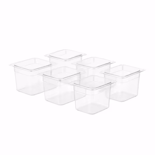 (6 pcs) Polypropylene Container - GN 1/6 - Translucent - 2.2 L - Height: 150 mm