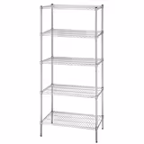 Półka stalowa - 900x450x1800mm - 5 półek drucianych (REGULOWANE) - Udźwig: 180kg - w zestawie: 5 półek drucianych - Chrom