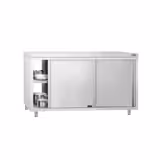 Armoire de travail en acier inoxydable PREMIUM - 1600 mm - avec passe-plat        