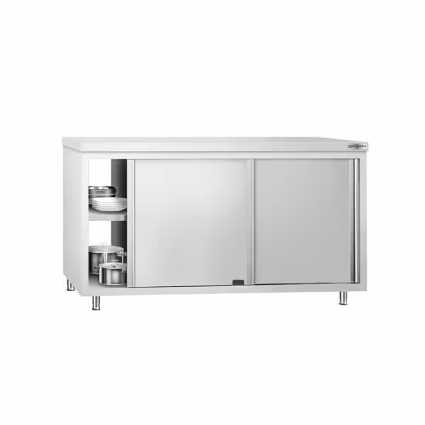Dulap de lucru  din oțel inoxidabil PREMIUM - 1600x600 mm - pasant (uși pe ambele părți) 