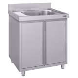 Dřezová skříňka ECO - z nerezové oceli - 0,8 m - 1 dřez - D 40 x Š 40 x H 25 cm