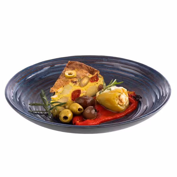 Deep Melamine Plate – LOOPS - Ø 255 mm - blue/grey