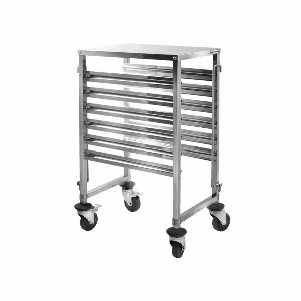 Gastronorm Tray Trolley - Stainless Steel - 6-Level - for 6 x GN 1/1 Trays - with low-noise braked castors