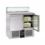 Saladette PREMIUM - 900mm - 2 deuren - met rechte glazen opzetvitrine voor 5x GN 1/6