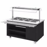Chariot de buffet chauffant - DANZIG - 1600mm - pour 4x GN 1/1 - glissière à plateaux - Noir