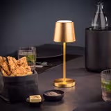 (4 pcs) LED Table Lamp - MERLE MINI - Rechargeable - Cordless - 3-step dimmable - Ø90mm - Gold - with Charging Dock