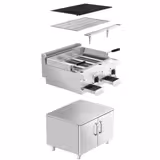 Gas lavasteengrill - 14kW - 0,8x0,7m - Kantelbaar grillrooster - 2 grillroosters - Staand model - 700mm diep - RVS