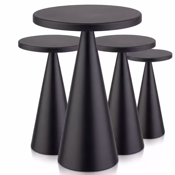 (4 uds) Lámpara de mesa LED - recargable - inalámbrica - CONE - regulable en 3 niveles - IP54 - autonomía 54h - Ø 130mm - Negro