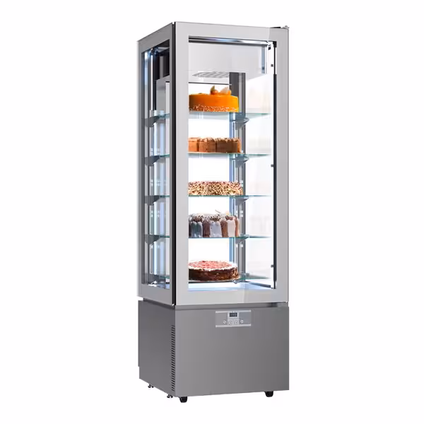4-Sided Glass Display Freezer - 324L - 600mm - Double glazing - with 5 glass shelves - 1 glass door front