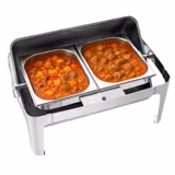 Chafing dish - Rotondo - con coperchio roll-top - in acciaio inox