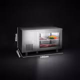 Gekoelde tafel - 1400x700mm - 2 deuren aan de achterkant - met glazen voorkant
