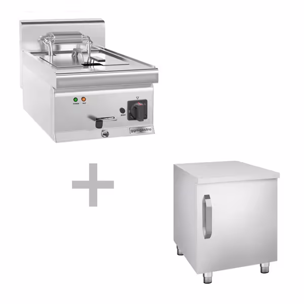 Elektro Fritteuse - 10 Liter - 9 kW - inkl. Unterbau mit 1 Tür
