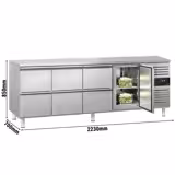 Tavolo refrigerato ECO - 2230x700mm - Ventilata - 553 L - con 6 cassetti