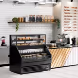 Koeltoonbank Helsinki - 1500x800mm - 251 liter - kleur zwart - achterzijde 2 schuifdeuren - met 4 legroosters