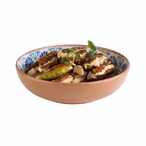 (6 stuks) Schaal - ARABESQUE - Melamine - 1,1L - rond - Ø205mm - stapelbaar - Terracotta/Blauw
