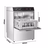 Lavabicchieri professionale - Meccanica (elettromeccanica) - 2,97kW - Cesto 40x40 - con dosatore detergente, dosatore brillantante & porta a doppia parete