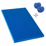 Antislip snijplank - 600x400mm - Dikte: 20mm - HACCP-conform - Polyethyleen - Blauw - Antislipvoetjes - Vaatwasmachinebestendig