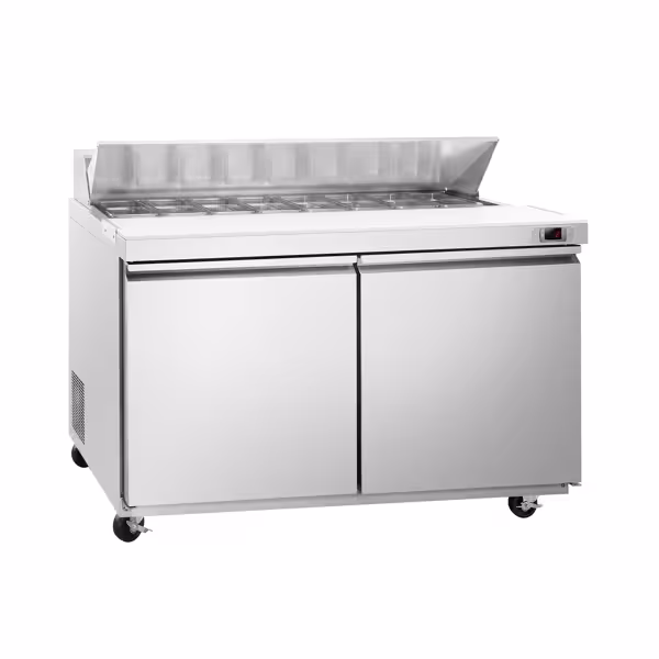 ثلاجة تحضير سلطات American Style PREMIUM - 1555 mm - 1670 L - 2 باب - مع سطح علوي من الفولاذ المقاوم للصدأ لـ 16x GN 1/6 - شامل 16x أوعية GN 1/6
