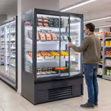 Murale Refrigerato Professionale - 1018mm - 528l - +4°/+6°C - con 1 porta a battente in vetrocamera & 4 ripiani - Antracite (RAL7016)