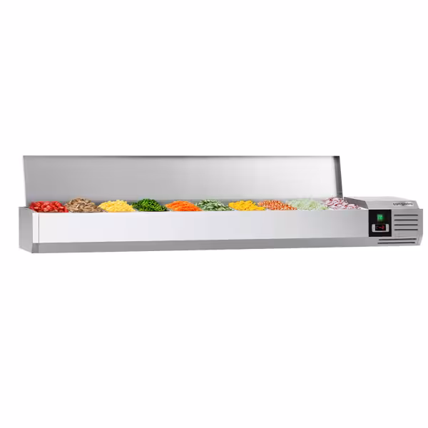 Opzetkoelvitrine PREMIUM - met LED-verlichting - 2000x335mm - 10x GN 1/4