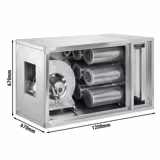 Unité de filtration à charbon actif pour hotte professionnelle avec ventilateur intégré - 2700m³/h - avec préfiltre et filtre à charbon actif - panneau de protection inclus