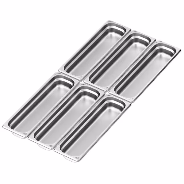(6 stuks) RVS GN-bak GN 2/4 - Diepte: 65mm