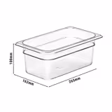 (6 unidades) CAMBRO | Recipientes GN em policarbonato Camwear® 1/4 - transparente - profundidade 100 mm